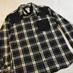 LL Bean Mens SOFT Flannel Blue Plaid Medium Shooting Shirt